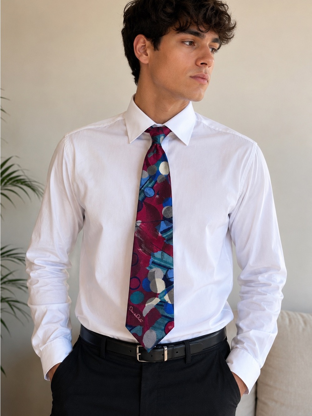 Oscar de la Renta Studio Abstract Vintage Designer Tie